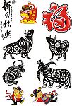 矢量 素材 图库 2009新年牛年福到财神素材