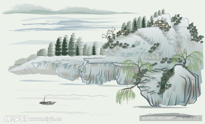 国画 底纹 矢量
