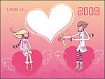 精美矢量2009情侣台历