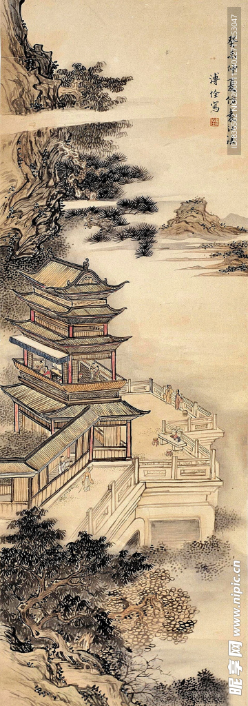 仿袁江山水