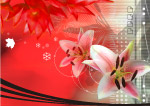 百合花紅花PSD分层图片