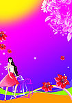 设计图背景花女人时尚