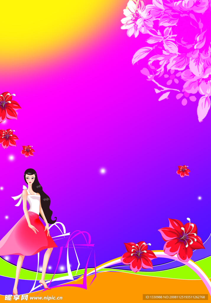 设计图背景花女人时尚