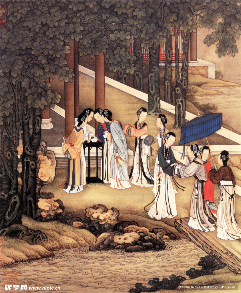 十女游园春晓图