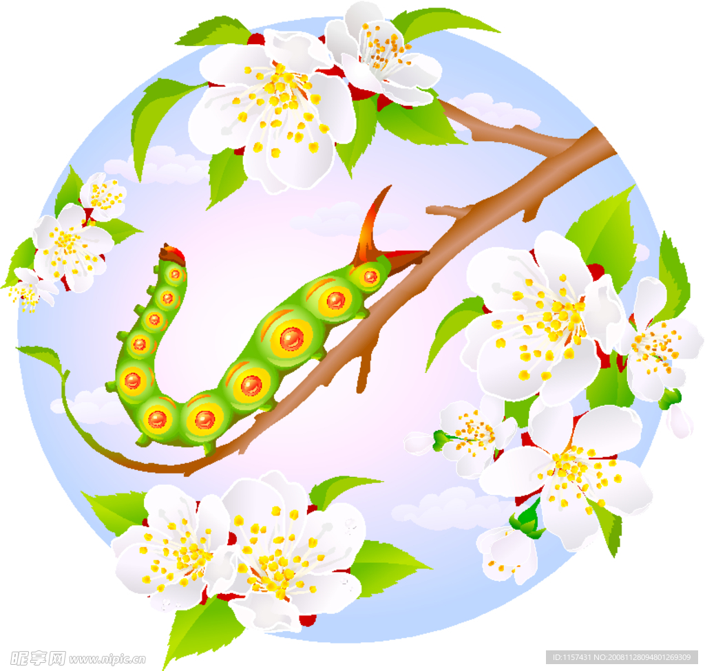 花朵与虫矢量素材