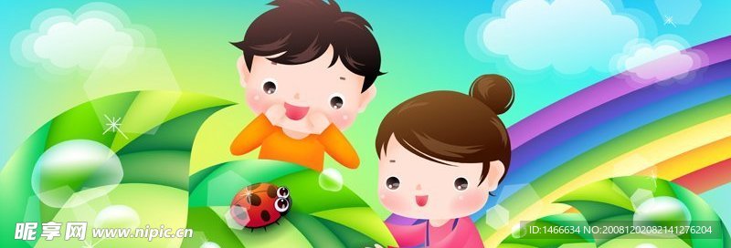 美丽的七星瓢虫、儿童