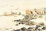 关山月现代国画~江岸水磨坊