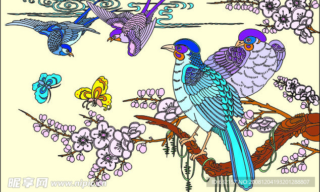 鸟 花