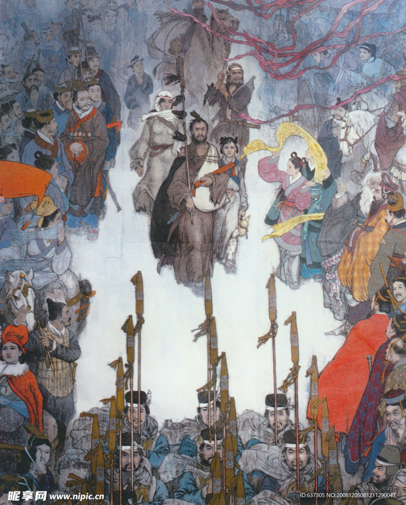 中国现代名画 国画 张骞回京图