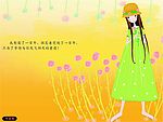 花从中的小女孩