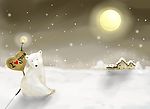 韩国素材雪景 北极熊 月亮
