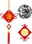 精美中国结和中国龙矢量图