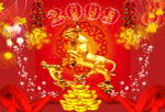 2009金牛恭贺新禧PSD素材图