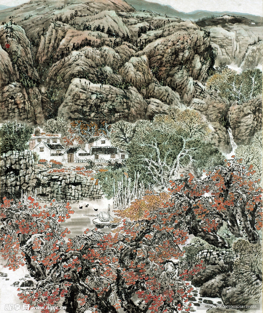 姜光明  国画 《山果盈枝》