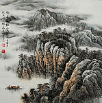 姜光明 国画 《偏舟浮动一溪烟》