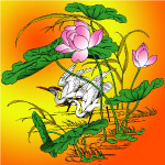 鸬鹚荷花图