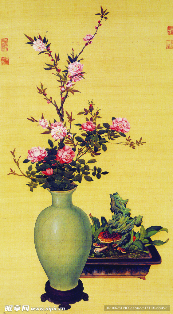 花瓶盆景国画