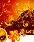 花开富贵金色华丽花卉花纹