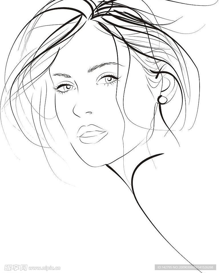 矢量女性速写