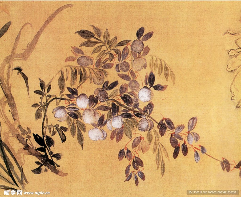李蝉花卉图