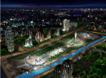 夜景鸟瞰建筑配景PSD