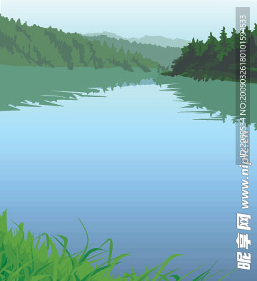 高清的山水画矢量下载