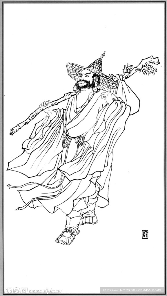 中国神话人物084斗笠罗汉