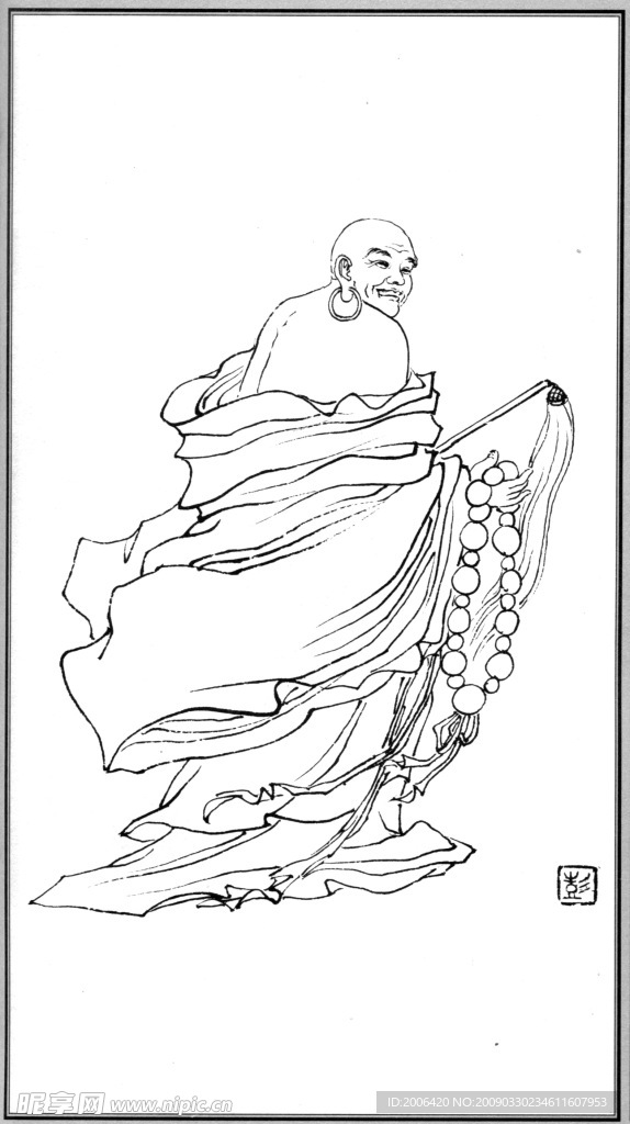 中国神话人物086喜庆罗汉
