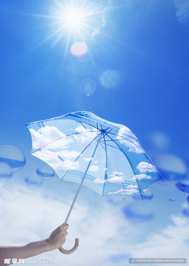 天空 水泡 白云 阳光 伞