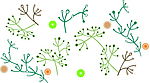 树木 树枝 花朵 彩绘 墙贴 图案矢量图