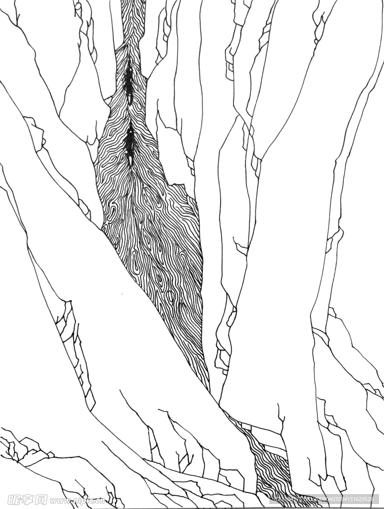 素描山水