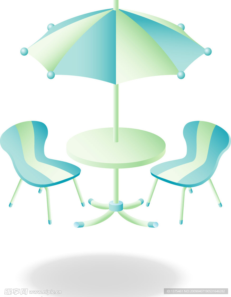 手工绘制 桌子 遮阳伞 椅子