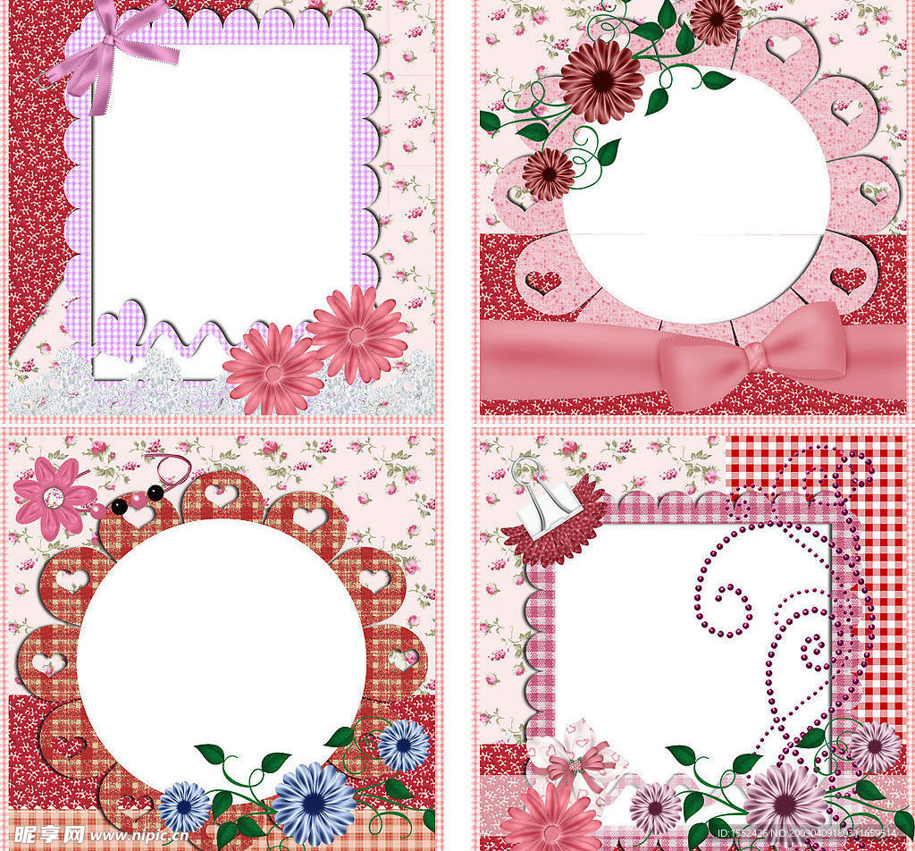 田园风粉色花朵方型相框