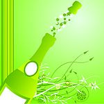 葡萄酒瓶与花纹