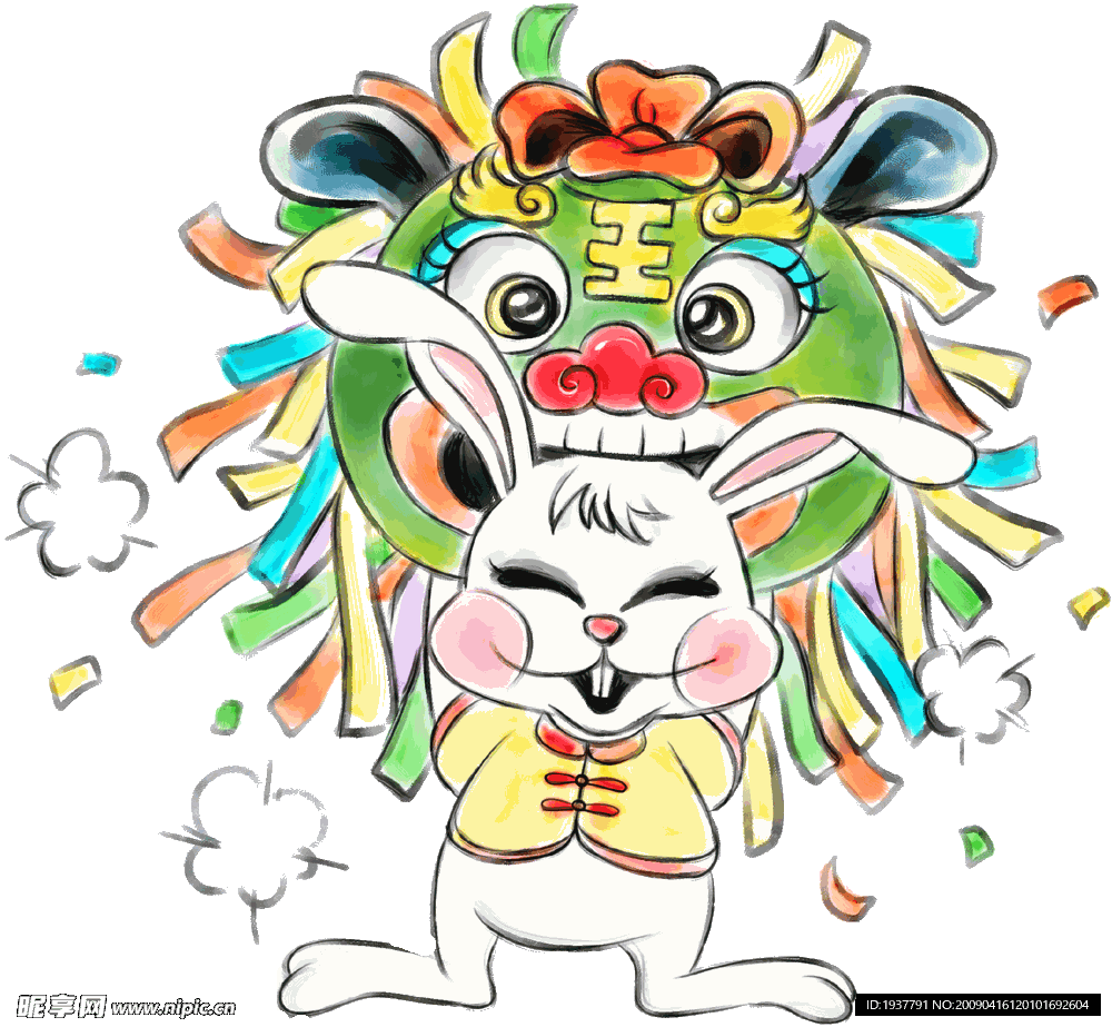 中国水墨画12生肖兔