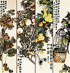 果实四条屏图