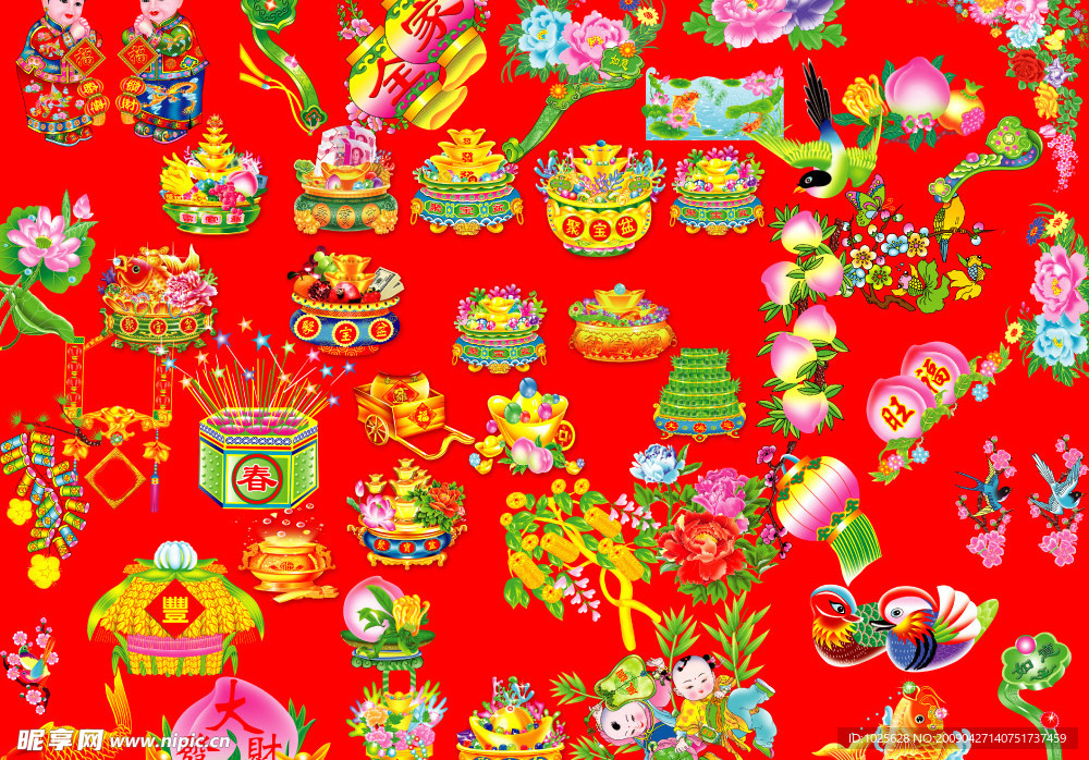 新年门画 对联 素材