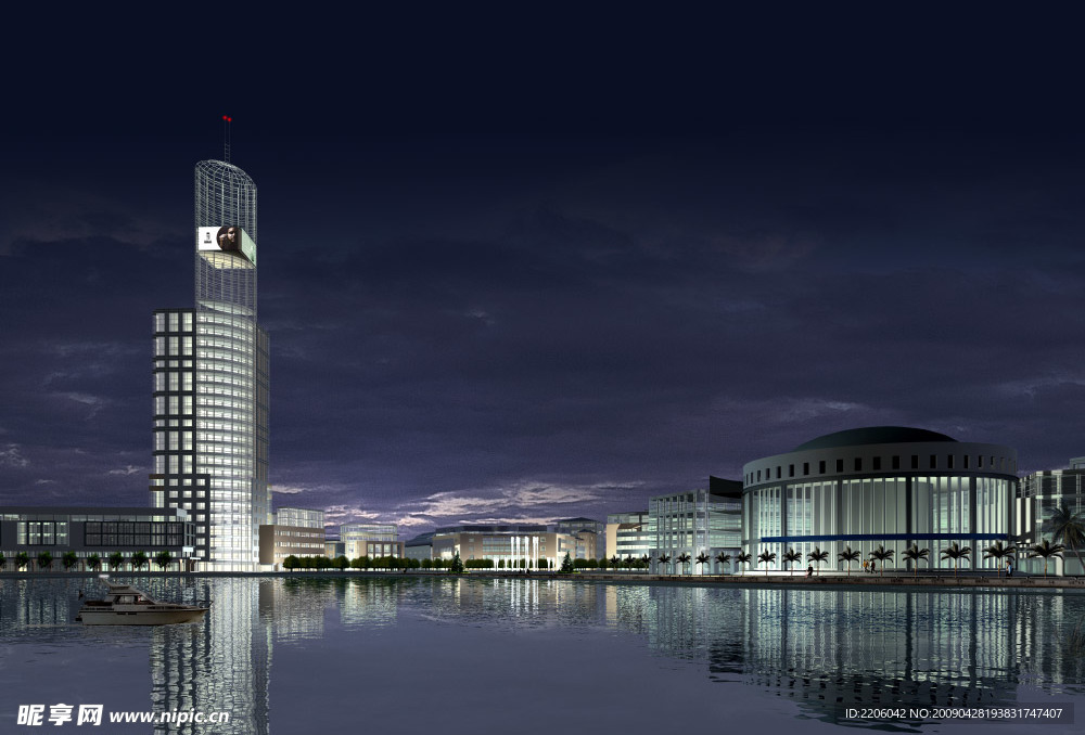 高层建筑夜景效果图