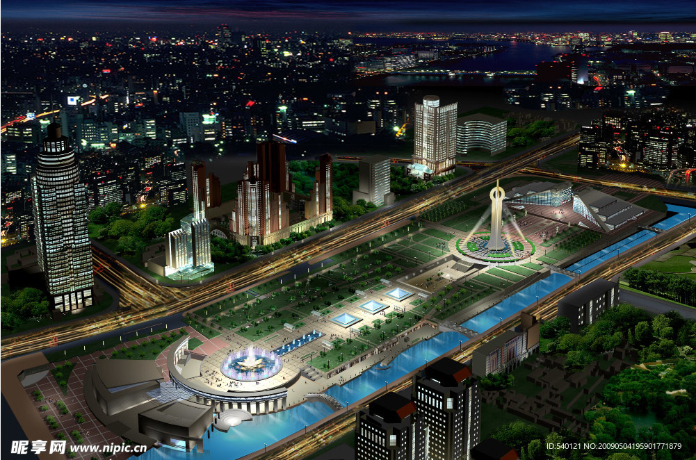 城市夜景效果图