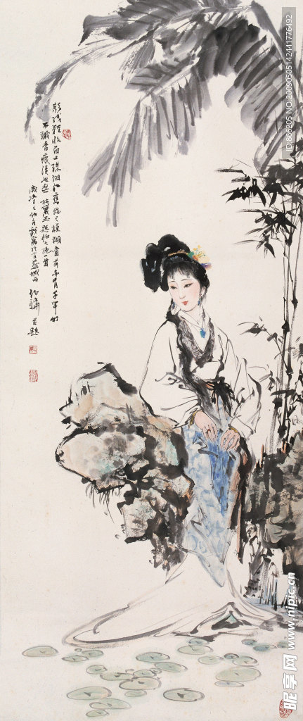 蕉阴仕女图