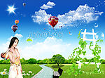草地上的美女