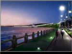 PSD精细分层城市海边夜色风景