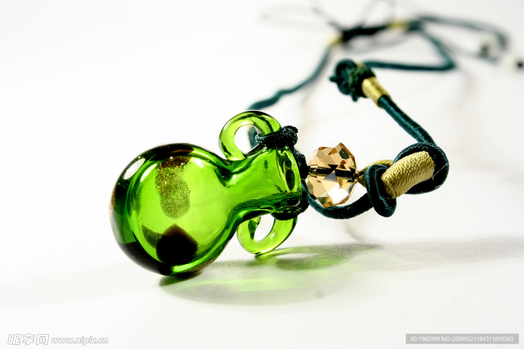 绿色 双耳 琉璃 精油 瓶