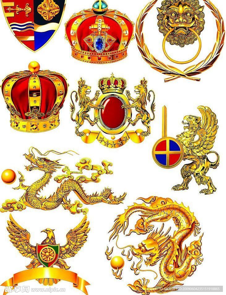 龙－皇冠－狮子欧洲贵族用图