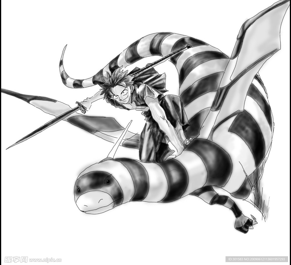 素描飞龙在天