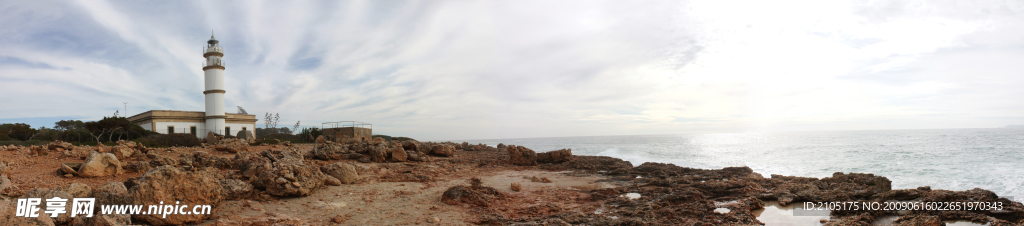 灯塔 建筑石头 海边风光 全景360