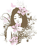 花丛中的美女天使