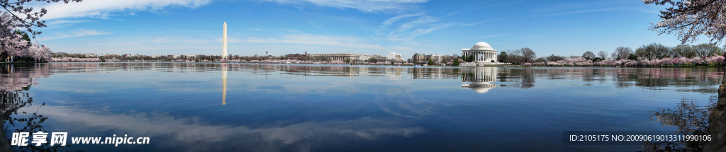 美国国会风景 历史建筑湖景全景360