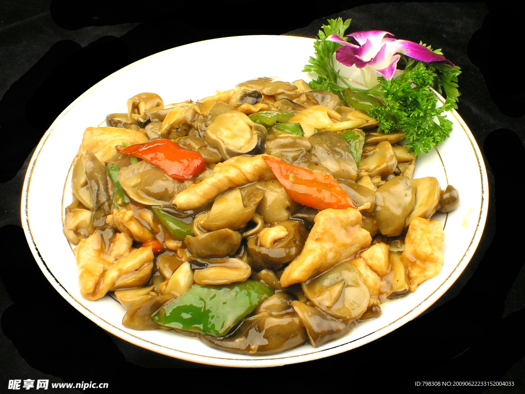 草菇炒肉片