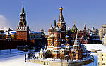 莫斯科红场圣巴西尔大教堂和救世主塔